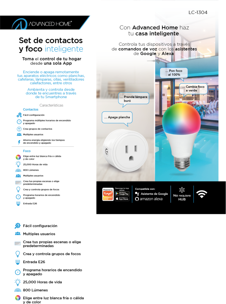 Set de contactos y foco  inteligentes LC-1304 Ficha